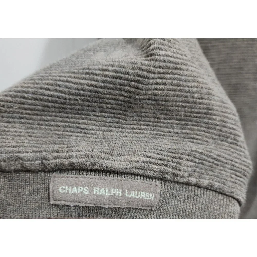 Ralph Lauren CHAPS Gray Ribbed Rib Short Sleeve Polo Shirt Size M 100% Cotton‎